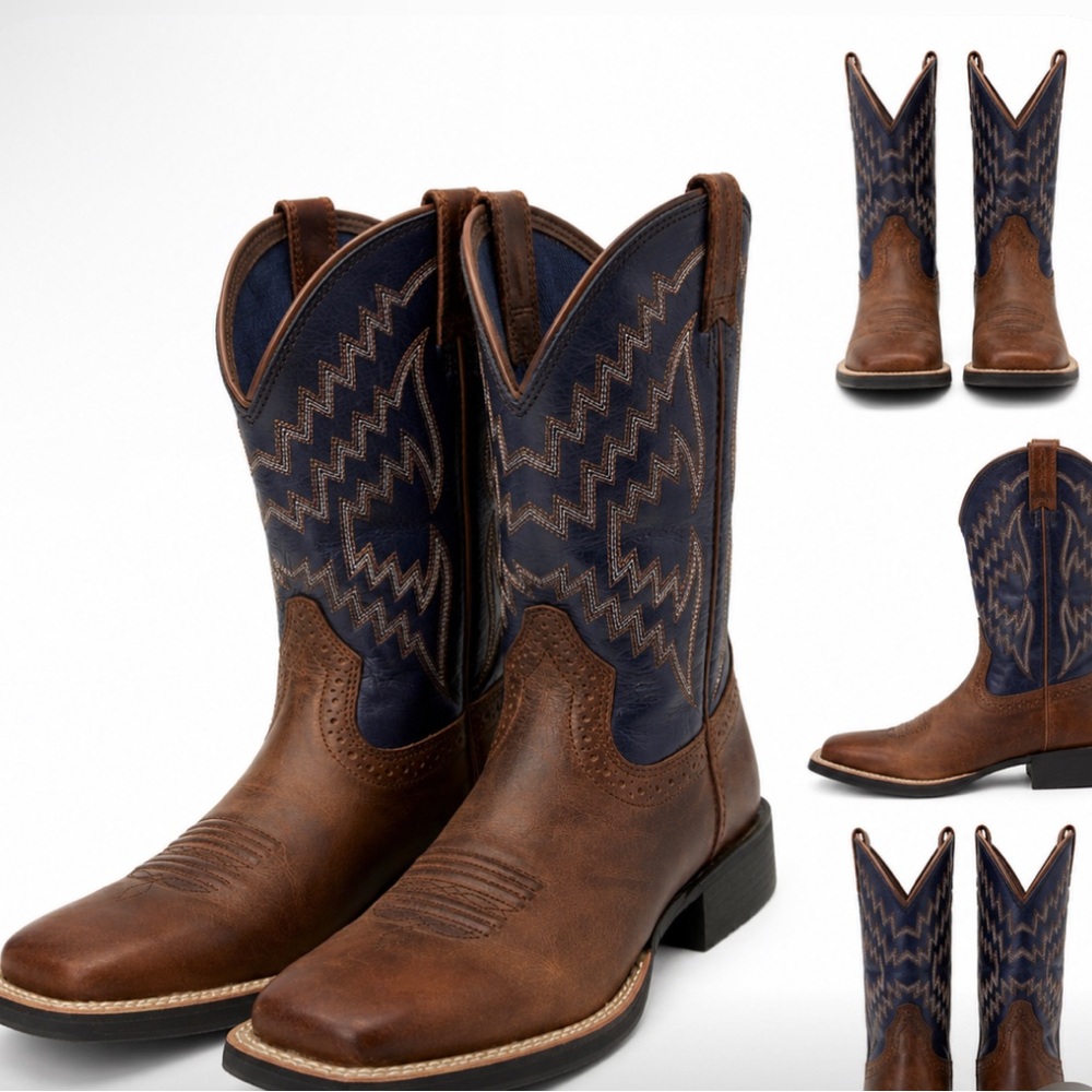 ARIAT Youth Boys Tycoon Western Cowboy Boots Brown/Black Leather Size 2.5